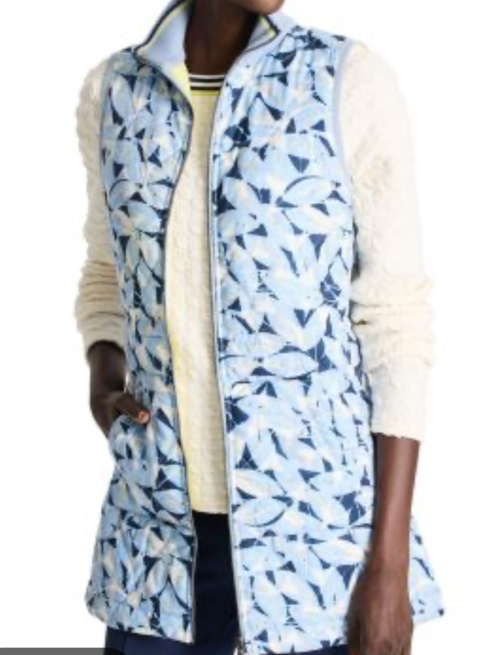 NIC+ZOE Reversible Neon Blue Floral Quilted Reversible Vest sz M